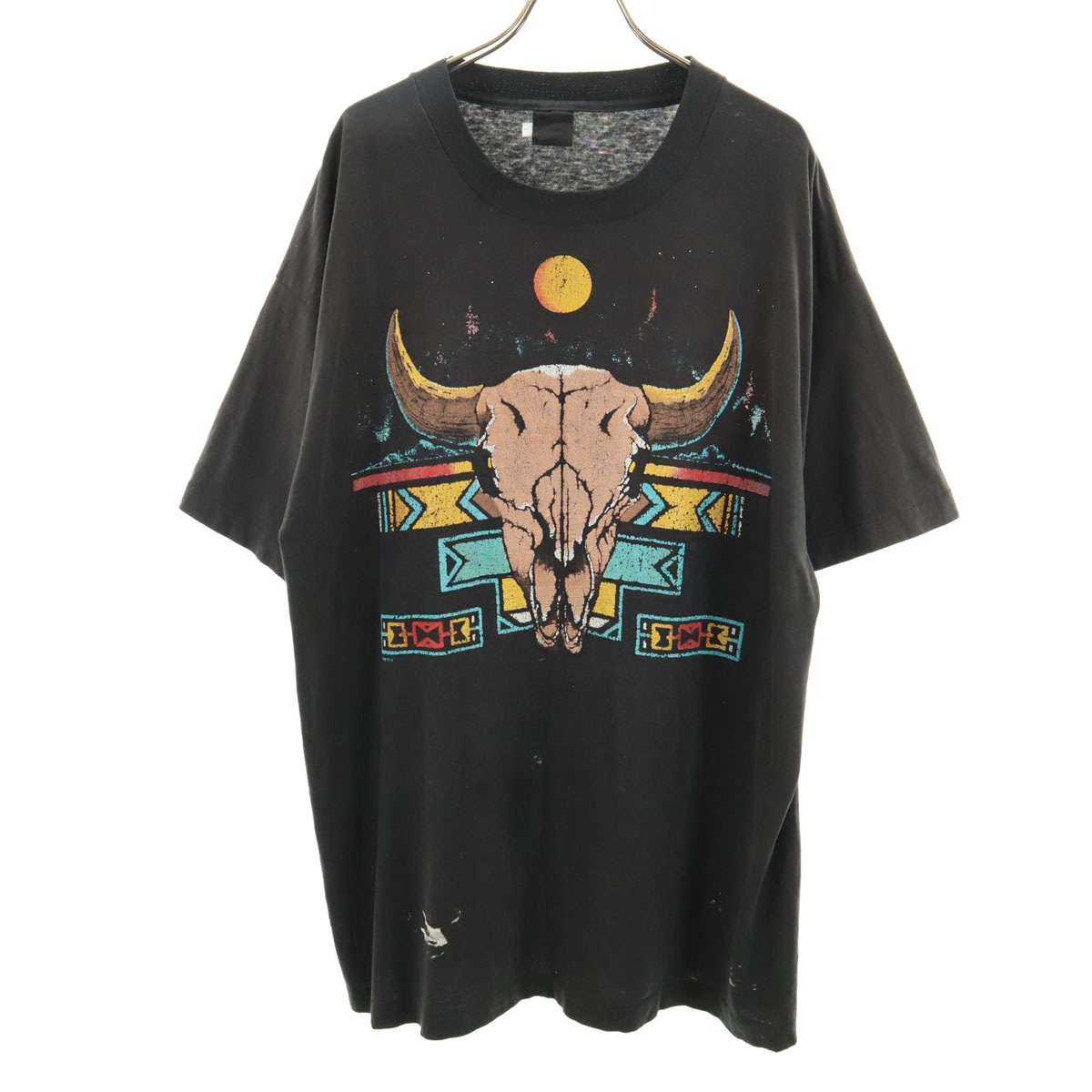 OLD オールド 90s スカイホーン 半袖 シングルステッチ Tシャツ ブラック メンズ 古着