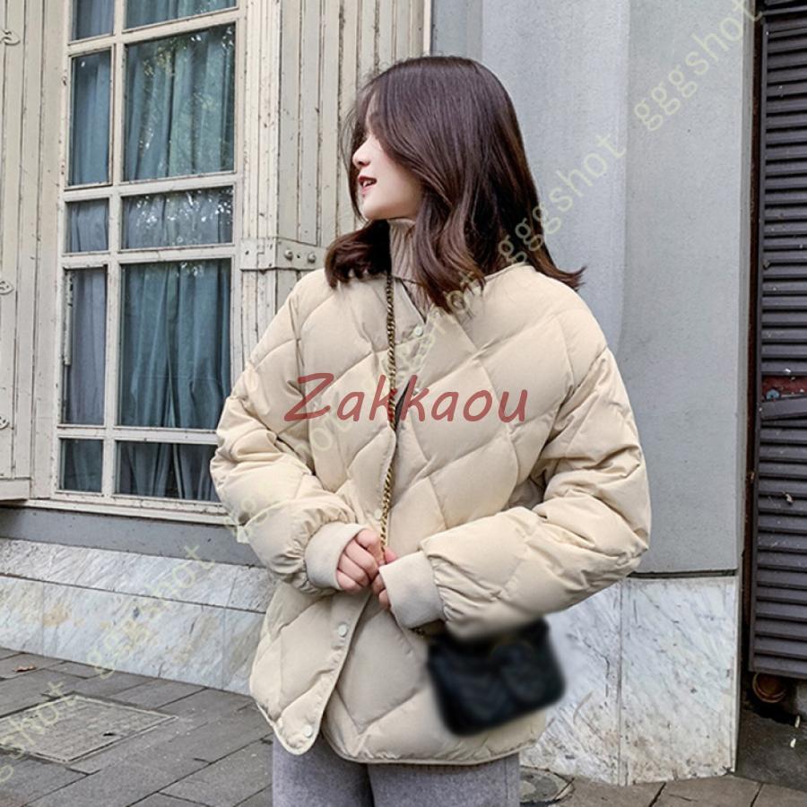 ダウンジャケット レディース 軽量 ライトダウン 撥水 ショート スタンドカラー フードなし ダウン アウターコート 防寒着 ブルゾン ショートダウン アウター