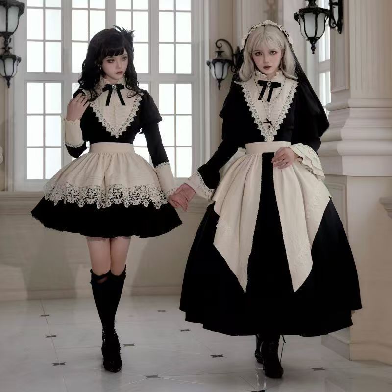 2025新作 白黒 ゴシックスタイル シスター服 メイド服 貴族風 コスプレ ロリータ ハロウィン コスプレ 初心者 ワンピース メイド服/仮装 洋服 5,199円