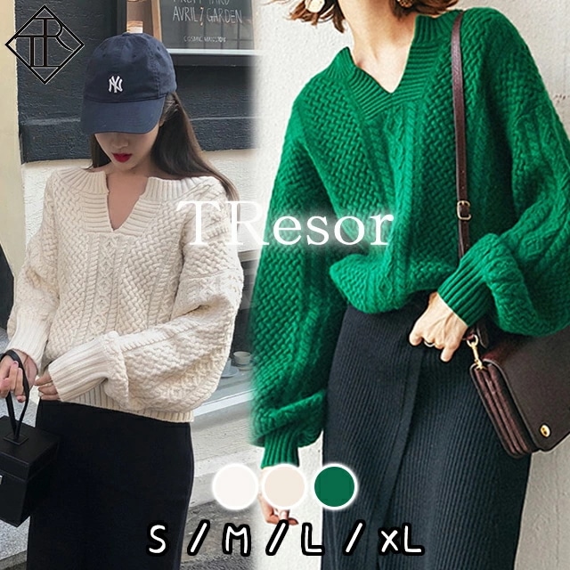 【即納】ニット レディース トップス 長袖 セーター トップス ニットセーター ゆるニット 大きいサイズ おしゃれ 綿 Vネック シンプル カジュアル ナチュラル キレイめ 上品 ガーリー 体型カバ