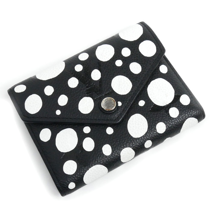 LOUIS VUITTON ルイ・ヴィトン LV×YK ポルトフォイユ ヴィクトリーヌ 三つ折り財布 モノグラム アンプラント 草間彌生 ノワール M82105 ICタグ レディース 中古