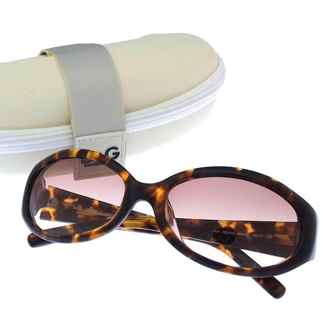 サングラス べっ甲柄 サイドロゴ入り フルリム クリアブラウン×ピンクゴールド系 レディース 中古