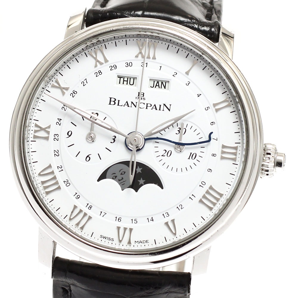 ブランパン Blancpain 6685-1124-55B ヴィルレ モノプッシャー コンプリートカレンダー ムーンフェイズ 自動巻き メンズ 保証書付き_832072【中古】