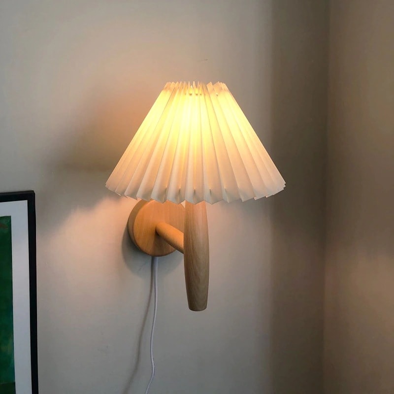 韓国 ins 壁付け照明 ラケットライト ウォールライト ブラケットランプ ヴィンテージシェードプリーツランプ 北欧 雑貨 間接照明 インテリア照明 LEDライト ムードランプト
