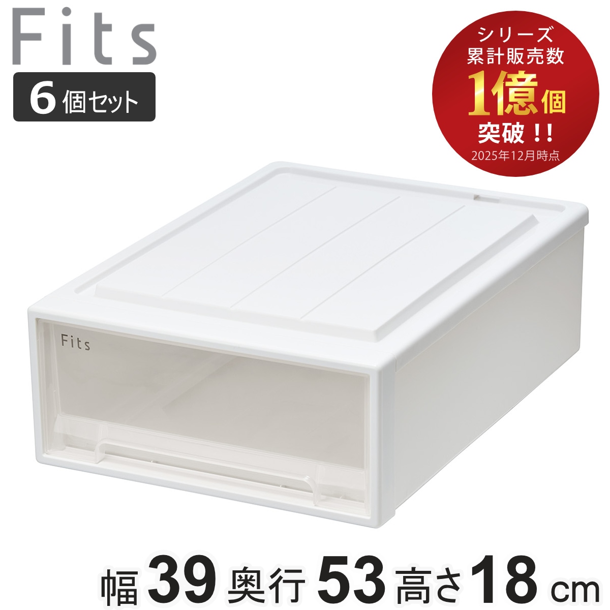 収納ケース Fits フィッツ フィッツケース クローゼット S-53 6個セット 衣装ケース 収納 幅39 奥行53 高さ18 天馬 日本製 ケース 引き出し 収納ボックス プラスチック