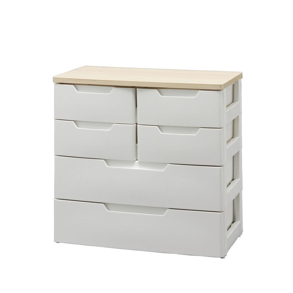 チェスト ラクラク引出し 木天板 4段 (2段+小引き出し2段) 幅72×奥行40.5×高さ77.5cm ホワイト MU-7224