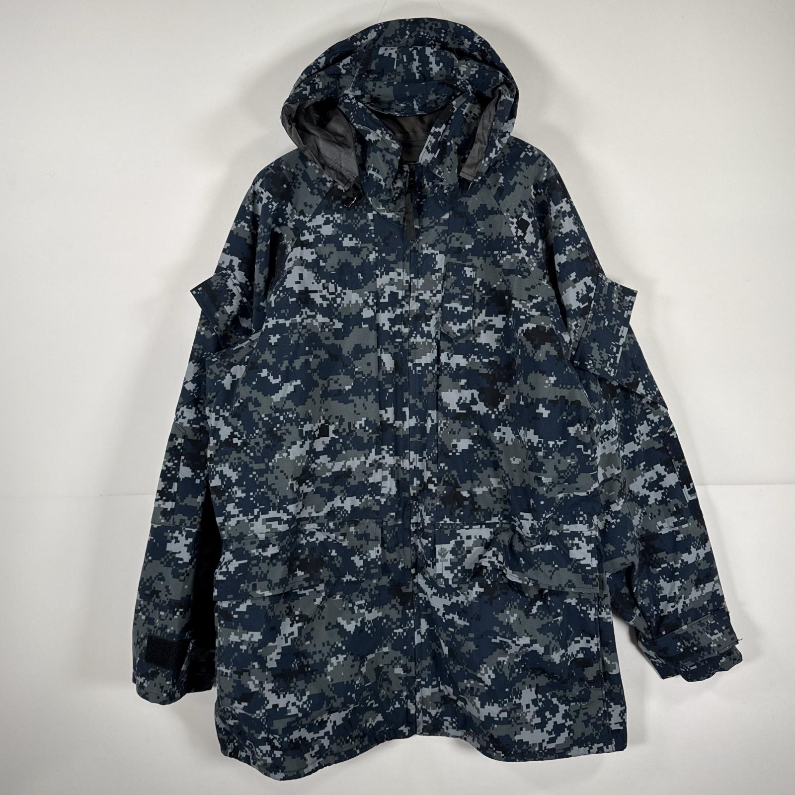 古着 ミリタリージャケット ECWCS GORE-TEX デジカモ ゴアテックスパーカー 米軍 実物 ナイロンジャケット large long ネイビー メンズ