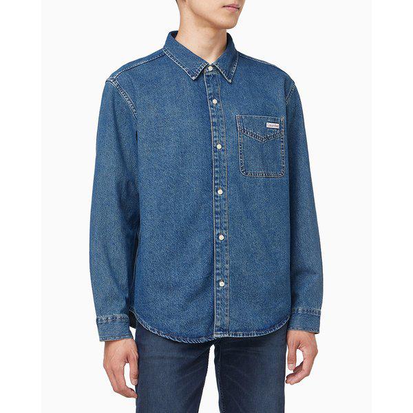 男性レギュラーフィット クラシック ハーバーブルー ウォッシュ 長袖 デニムシャツ(4RD764G)