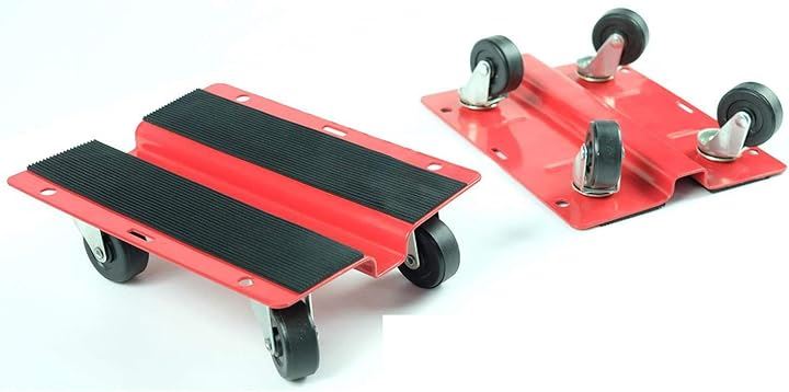 KF2018 多機能台車 スチール台車 最大耐荷重226kg 滑り止めラバーマット付き カート 運搬( レッド)