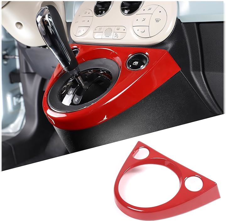 フィアット 500 シフトパネル シフトカバー センターコントロールシフトパネル ABS製 取付簡単 貼付タイプ 装飾用 内装パーツ カスタム アクセサリー( レッド)