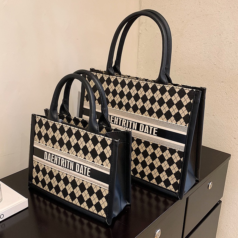 ダイヤチェック トートバッグ 大小2サイズ 3色 OHCA0062