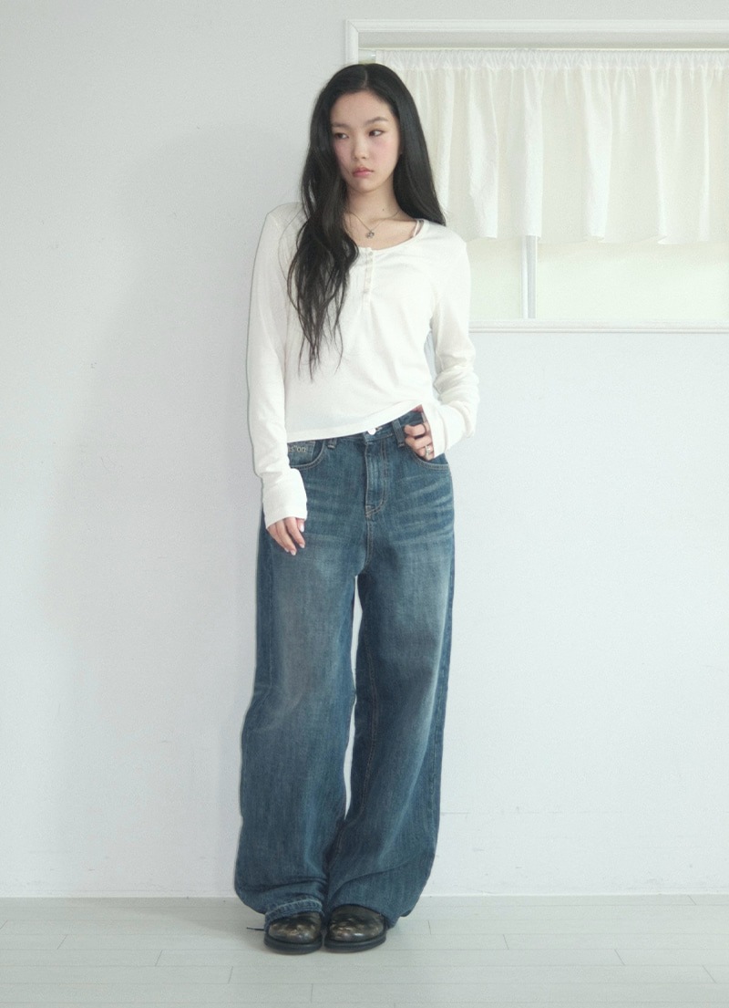 【AS"ON】 FADE DENIM WASHING PANTS / BLUE 正規品