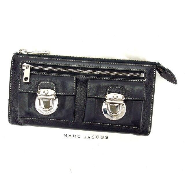 ファスナー財布 長財布 ブラック シルバー 中古