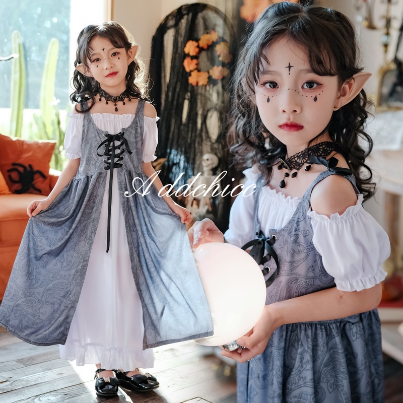 子供服 ハロウィン コスプレ 魔女 魔法使い ウィッチ マジシャン キッズ 女の子 衣装 学園祭 仮装 コスチューム 文化祭 かわいい 大きいサイズ イベント 演出服 ハロウィン衣装 cosplay