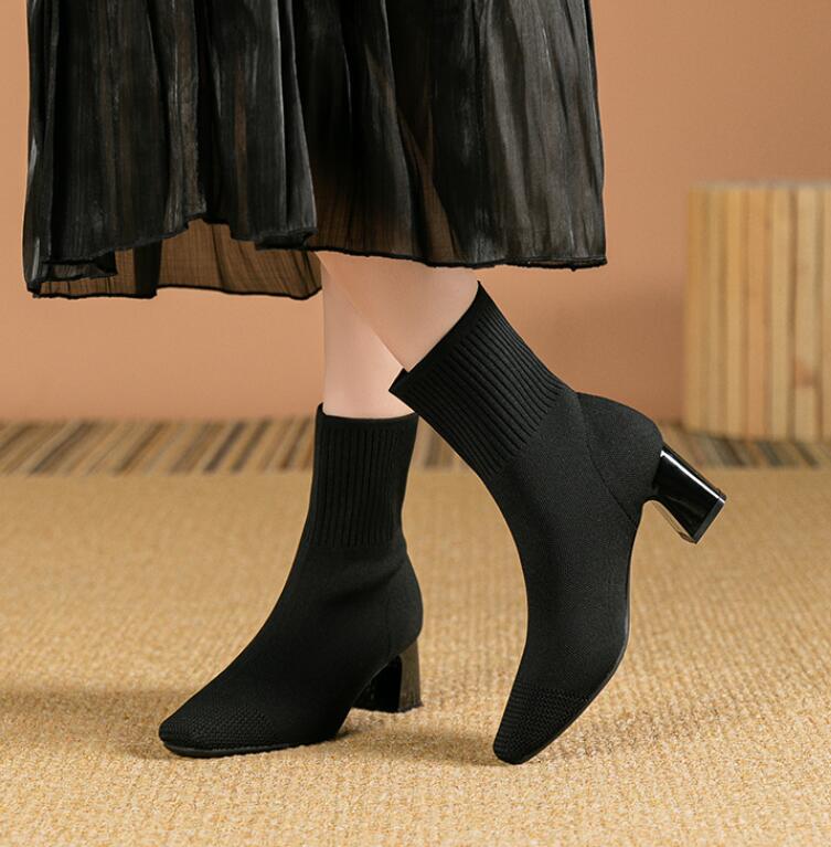 ソックスブーツ ショートブーツ レディース 秋 ブーツ 韓国 冬靴 伸縮性 ストレッチ素材 疲れない