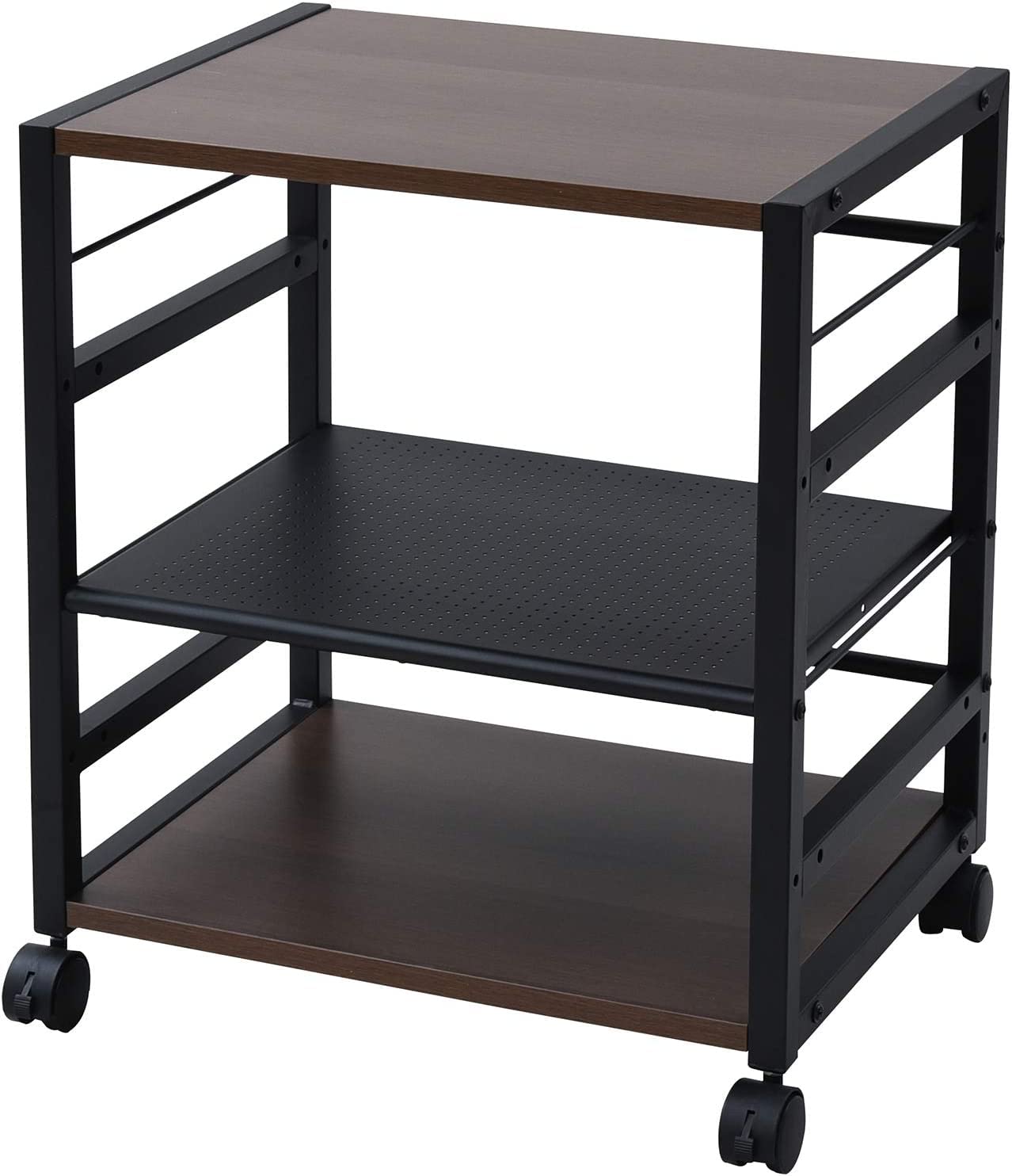 [山善] デスク サイドワゴン 幅53×奥行40×高さ63cm A4対応 キャスター付き 天板・棚板高さ調節可能 組立品 ココアブラウン NNGS-3R(CCB/BK)