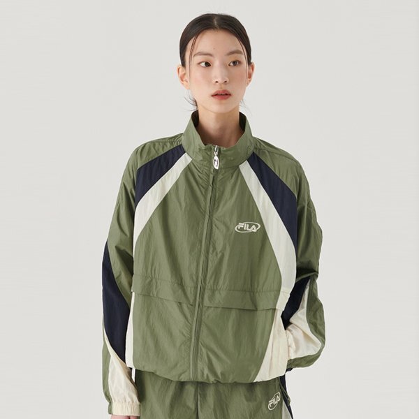 FILA クリンクル シングルカラー ブロック 通気性 ジャケット