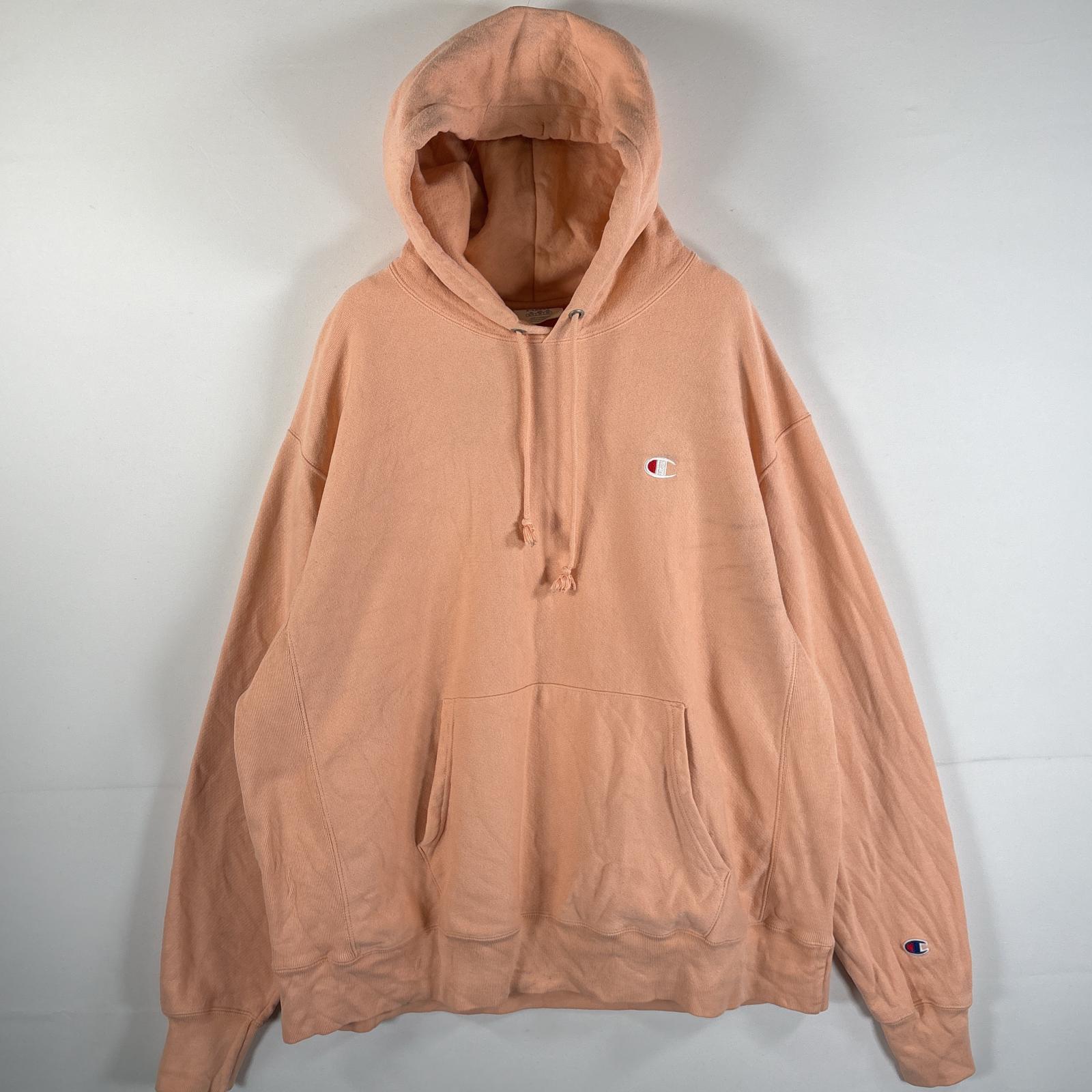 古着 パーカー リバースウィーブ 復刻 ワンポイントロゴ刺繍 マフポケット XL（JPN3XL） オレンジ系 メンズ