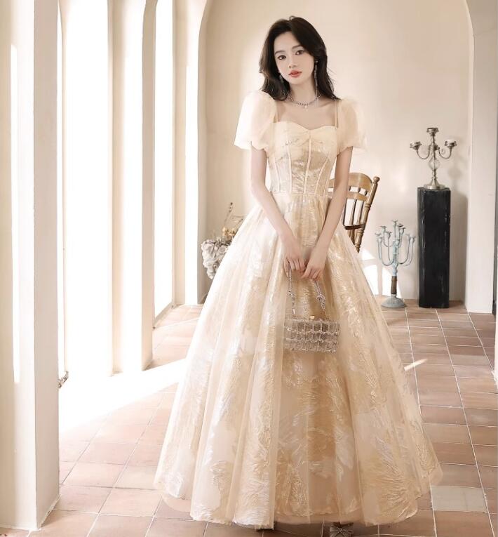 ドレス 花嫁の介添え人 洋服 ロングドレス 衣装 ステージ ロング丈ワンピース プリンセスライン 半袖