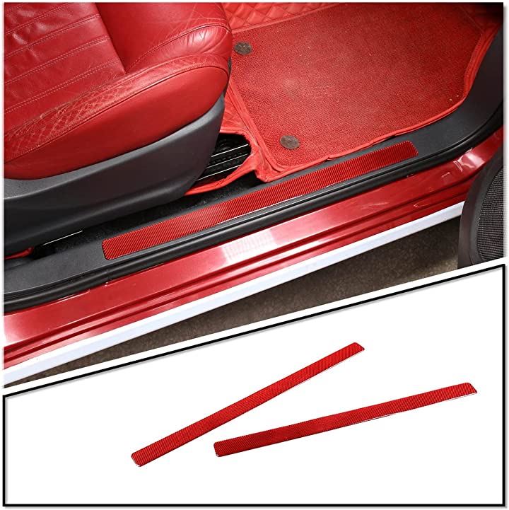 FOR FIAT 500 2011-2019年適用 カーボンファイバースタイルの車内および外装装飾トリムキット 7 赤 (赤 - 炭素繊維のテクスチャ, スタイル 7)