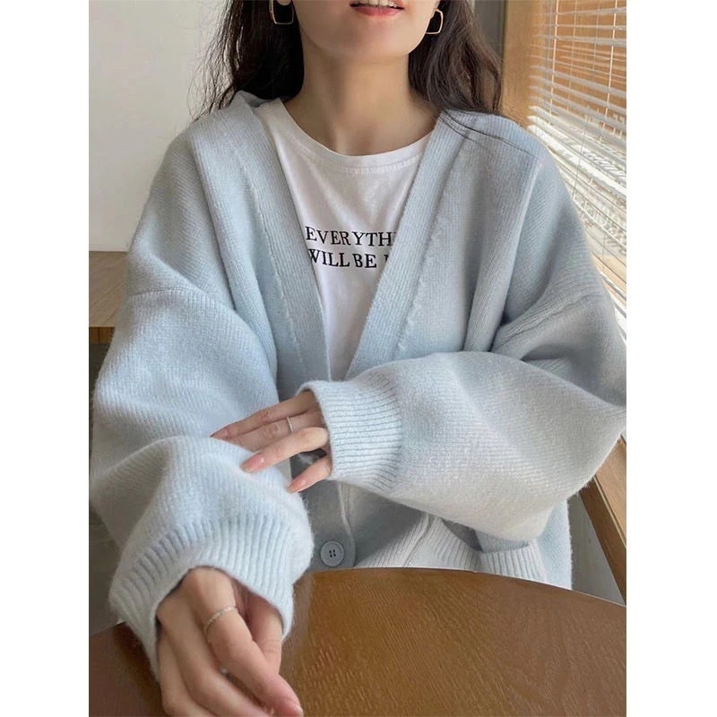 春秋 セーター カーディガン レディース だるい風ゆ ニットコート Vネック トップス