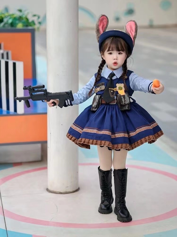 ズートピア ウサギ警察官ジュディ フェイクツーピースチュチュスカート 女の子用 ロリータ ロリータ プリンセススカート 春夏スタイル