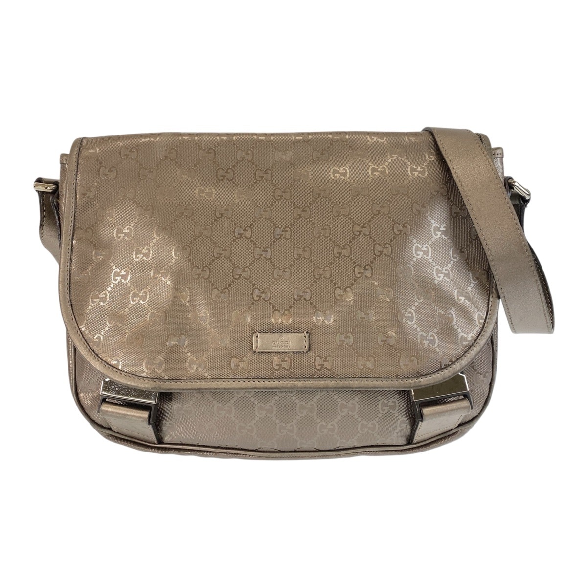 美品 GGインプリメ メタリックブラウン シルバー金具 PVC 201732 ショルダーバッグ メッセンジャーバッグ レディース 501129
