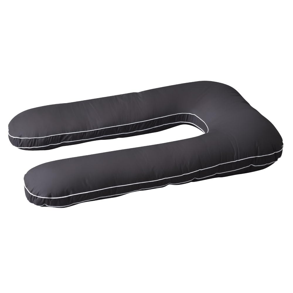 抱き枕 抱きまくら U字 クッション だきまくら ロングピロー 洗える 横向き いびき防止 機能綿 抗菌 防臭 大きい 大きめ ワイド 長い ピーチスキン おしゃれ ブラック 黒