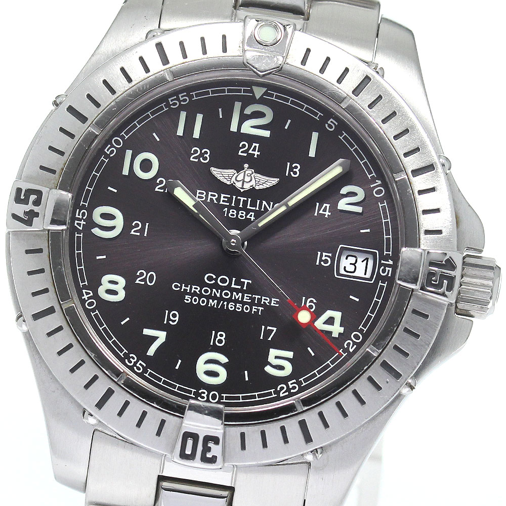 ジャンク ブライトリング BREITLING A74350 コルト デイト クォーツ メンズ 保証書付き_823719【中古】 135,300円