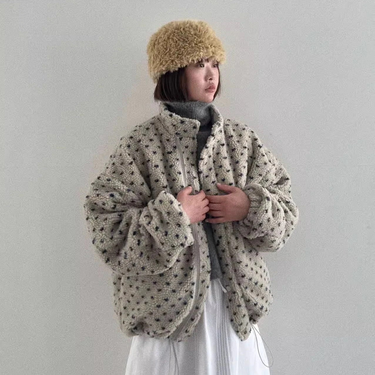 最安値!【3日出荷】冬 ハート柄ボア中綿加厚 中綿ジャケット レディース フェイクファー