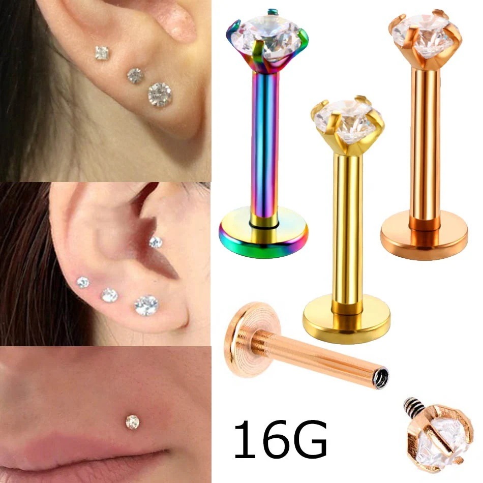 【1つ買うと12つ無料】激安 訳ありアウトレット ボディピアス 16G 内ネジ 金色 ゴールド 虹色 レインボー ピンクゴールド インターナル ラブレット 軟骨 ヘリックス 爪立 逆ネジ ワケアリ o