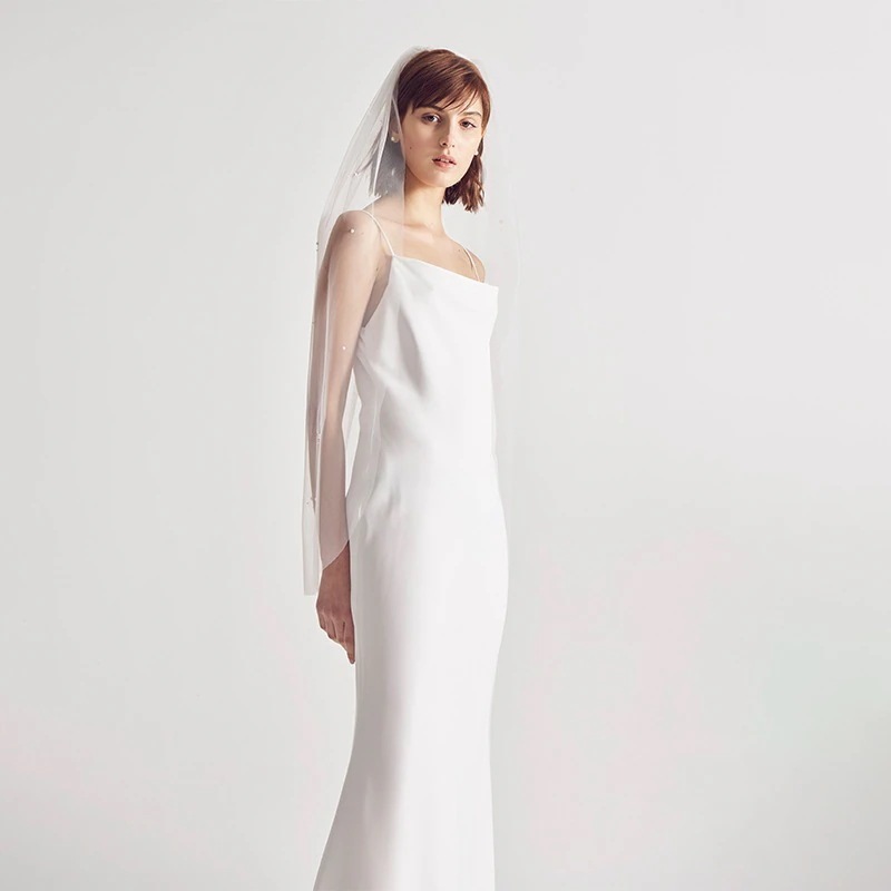 ライトウエディング2024新作レディースサテンシンプルライトチュールホルターウェディングパーティードレス