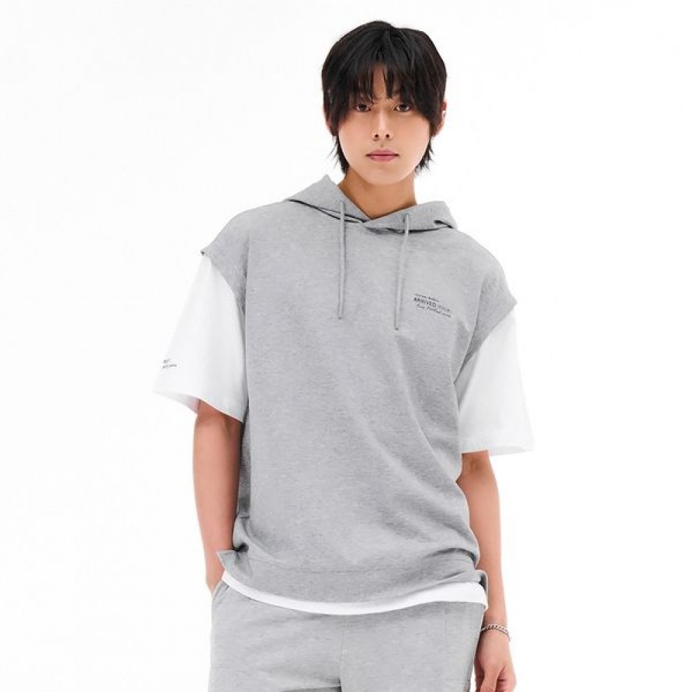 [チェースカルト] メンズレイヤードフード付き半袖Tシャツ-EBRK5812D0B 5,142円