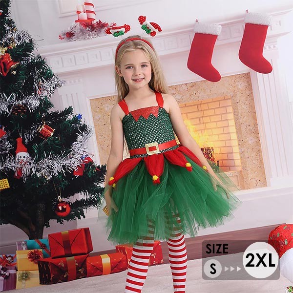 お早めにワンピース キッズ クリスマス 子供 クリスマスツリー コスチューム 女の子 グリーンドレス パーティー衣装 プリンセス チュチュドレス