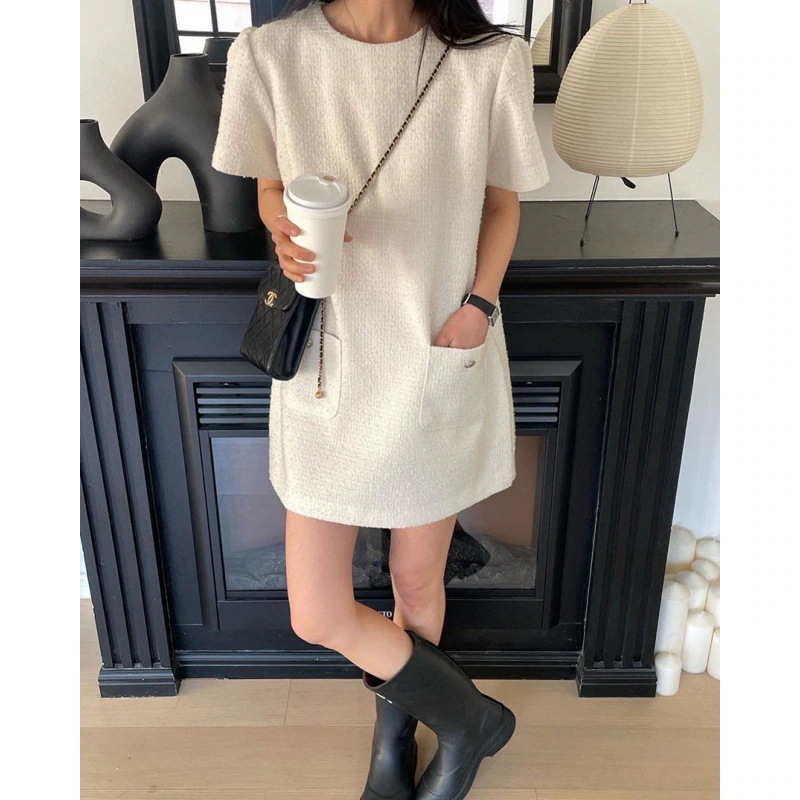 韓国 ワンピース 2024 春夏 新作 ベ-シック 無地 半袖 ワンピース おしゃれ ゆるい 百掛け