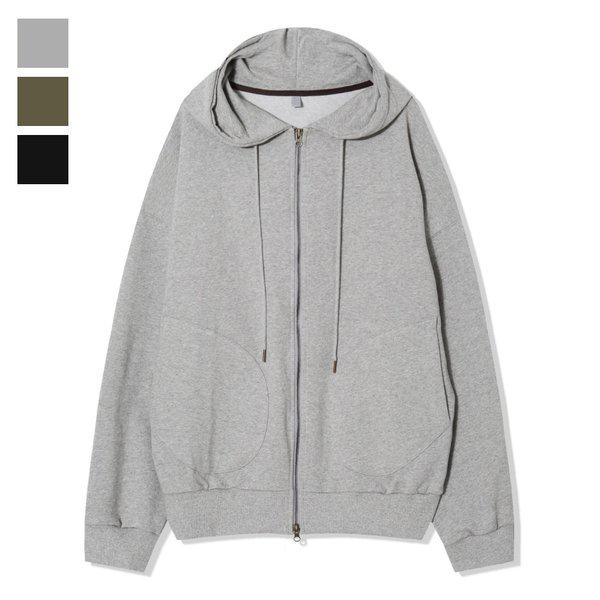 メンズルーズフィットスウェットツーウェイフード付きジップアップ AC-JUA-Q053-メランジ