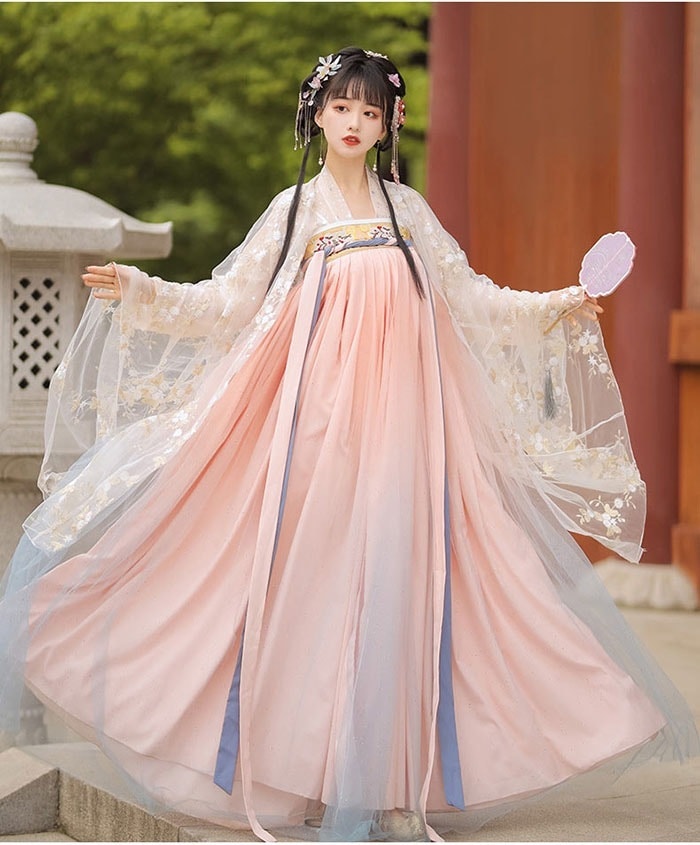 漢服 中華古代衣装 コスプレ衣装 中華風 中華古代ドレス 花刺繍 チャイナドレス チャイナ風 中華コスプレ 仮装 衣装 イベント 学園祭 演出衣装 写真撮影衣装 ステージ衣装 華