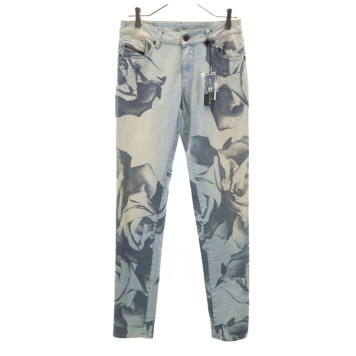 DIESEL BLACK GOLD ディーゼルブラックゴールド イタリア製 フローラルプリント スキニーデニムパンツ W28 ブルー PILCE 008QE ジーンズ レディース 古着