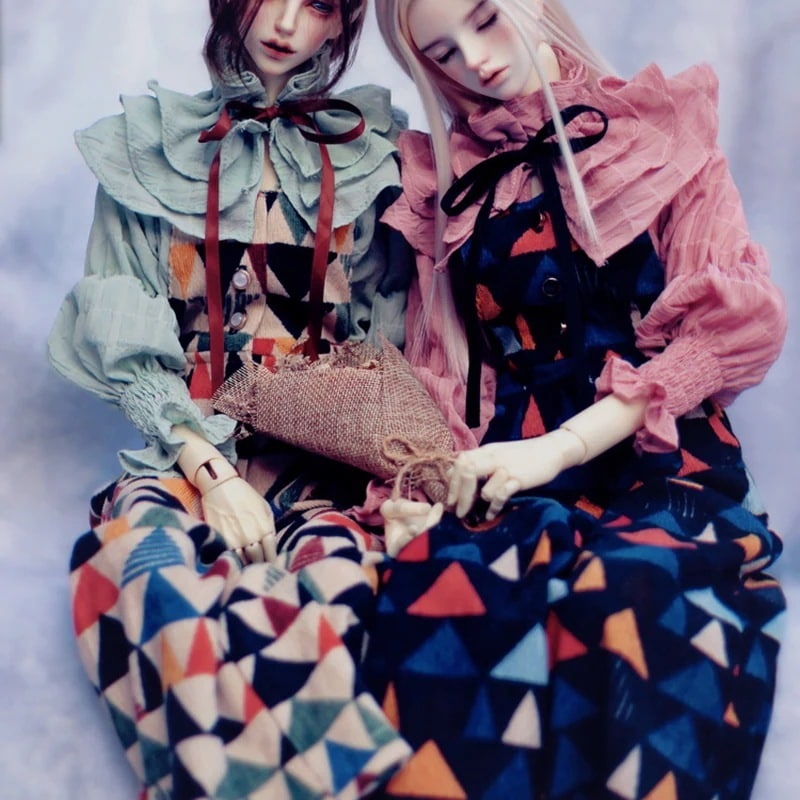 BJD人形用衣装セット シャツ ストラップワイドパンツ サーカス SD/70cmサイズドール服