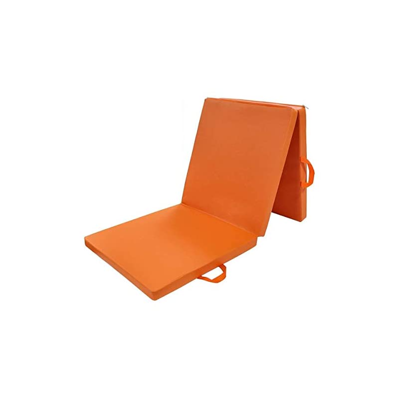 ヨガマット トレーニングマット 三つ折りマット 衝撃吸収 軽量防水 180605cm(オレンジ)