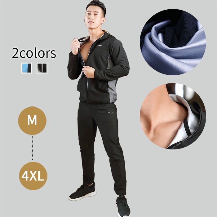 サウナスーツ メンズ 2点セット パーカー　パンツ　スポーツウェア ランニング ダイエットスーツ 上