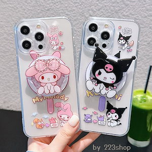 新作入荷 マグネット式 スマホケース クロミちゃん マイメロディ iPhoneケース 磁石 かわいい キャラクター クリアケース スタンド付き