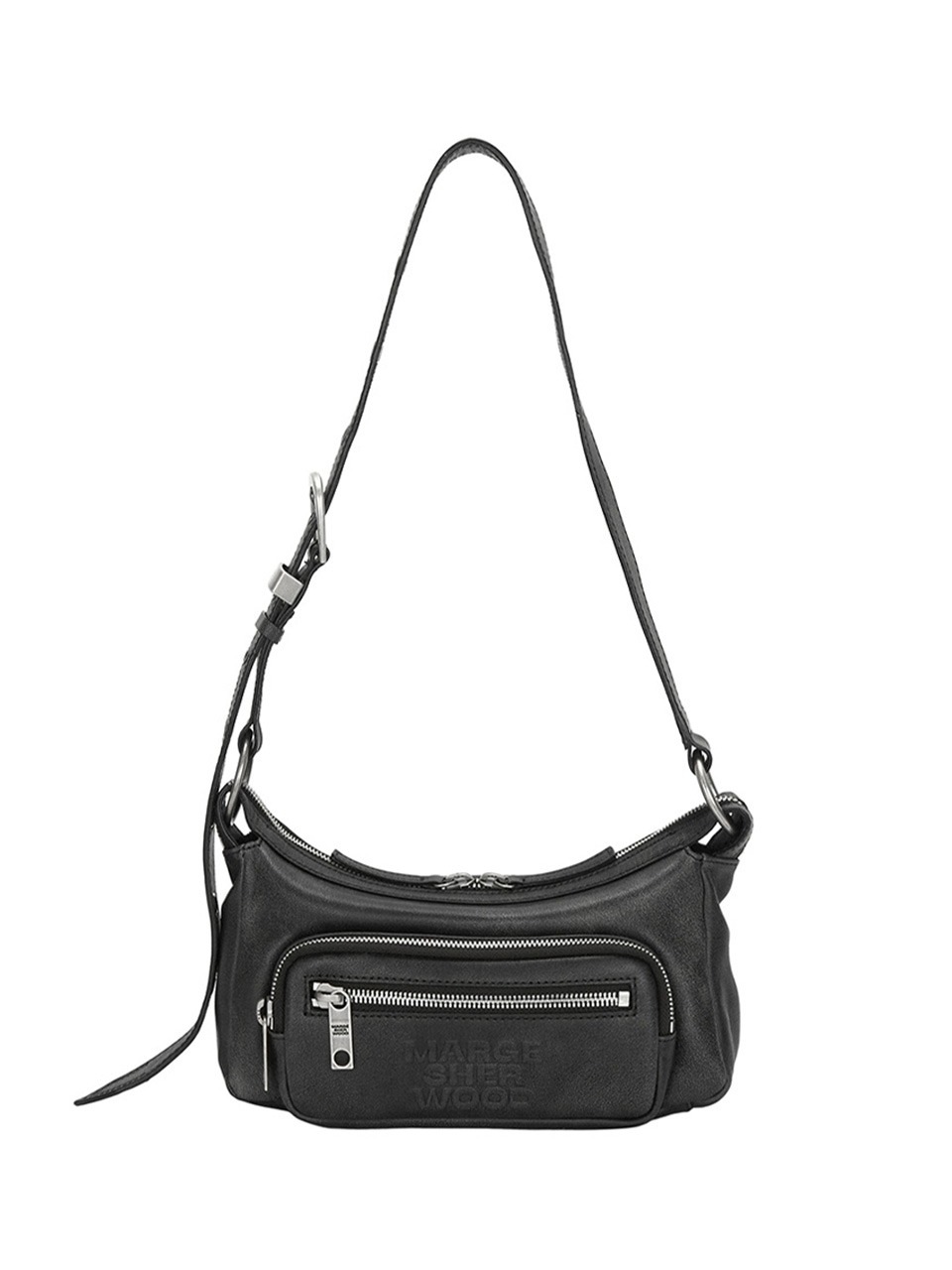 【MARGESHERWOOD】 OUTPOCKET HOBO MINI : WASHED BLACK TWO-TONE BRUSHED