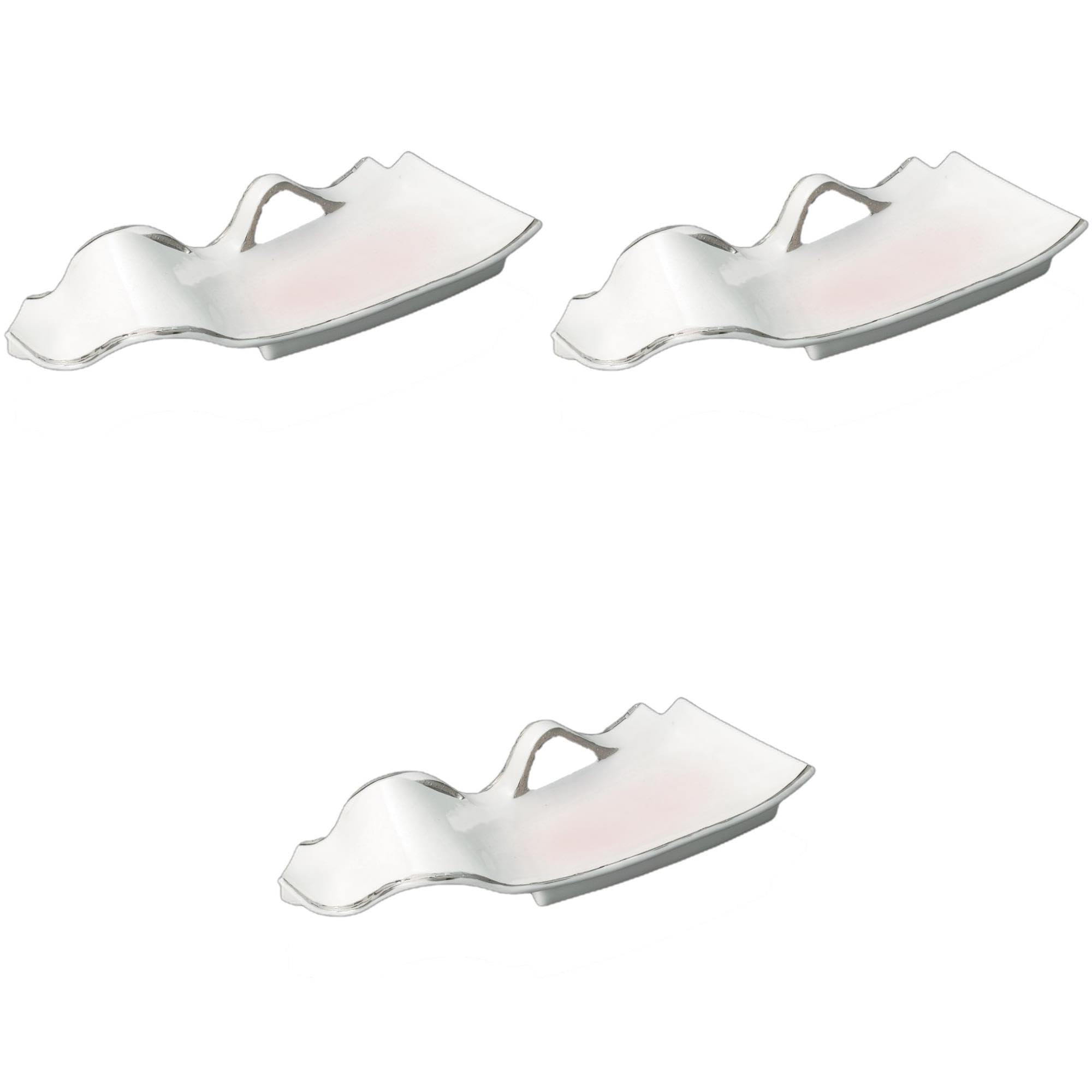 セトモノホンポ(Setomonohonpo) 3個セット プラチナ波型付出皿 [ 30×12.3×6.5cm ] 前菜皿陶磁器