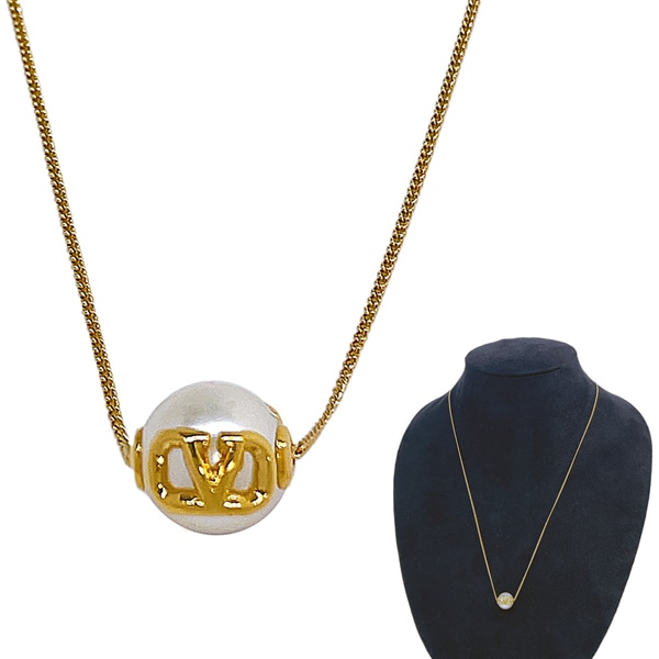 ネックレス 5W2J0W81 DHC 0O3 Vロゴ メタル レジンパール ゴールド クリーム VLOGO SIGNATURE 36,920円