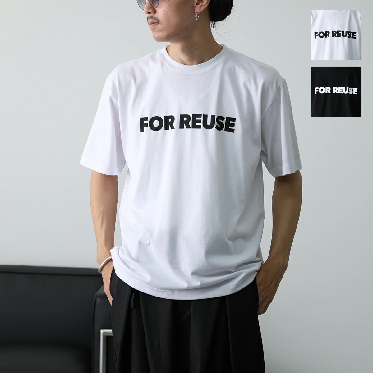EKAT エカット Tシャツ EWC2503208 メンズ カットソー 半袖 プリント クルーネック オーバーサイズ カラー2色