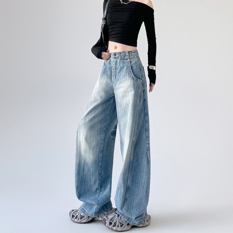 デニム レディース パンツ ジーンズ ワイドパンツ ロング デニムパンツ ボトムス Gパン ファスナー ポケット ハイウエスト シンプル カジュアル 大人 おしゃれ レトロ メンズライク 春 夏 秋