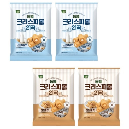 農協クリスピロール 21曲 塩ミルク味 400g 2個 + イン節味 400g 2個 おいしいお手軽スナック菓子 デザート