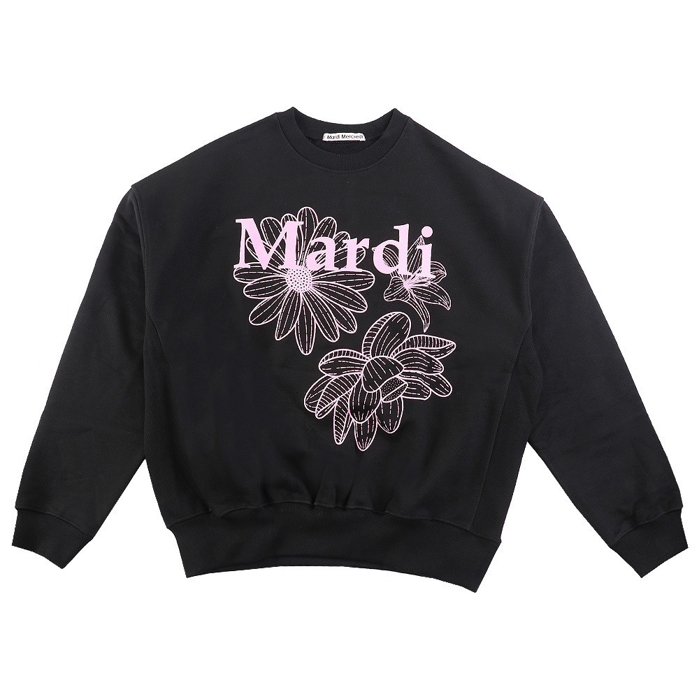 SWEATSHIRT TRIPLE FLOWER BLACK PINK 長袖 レディース 韓国 ファッション アパレル