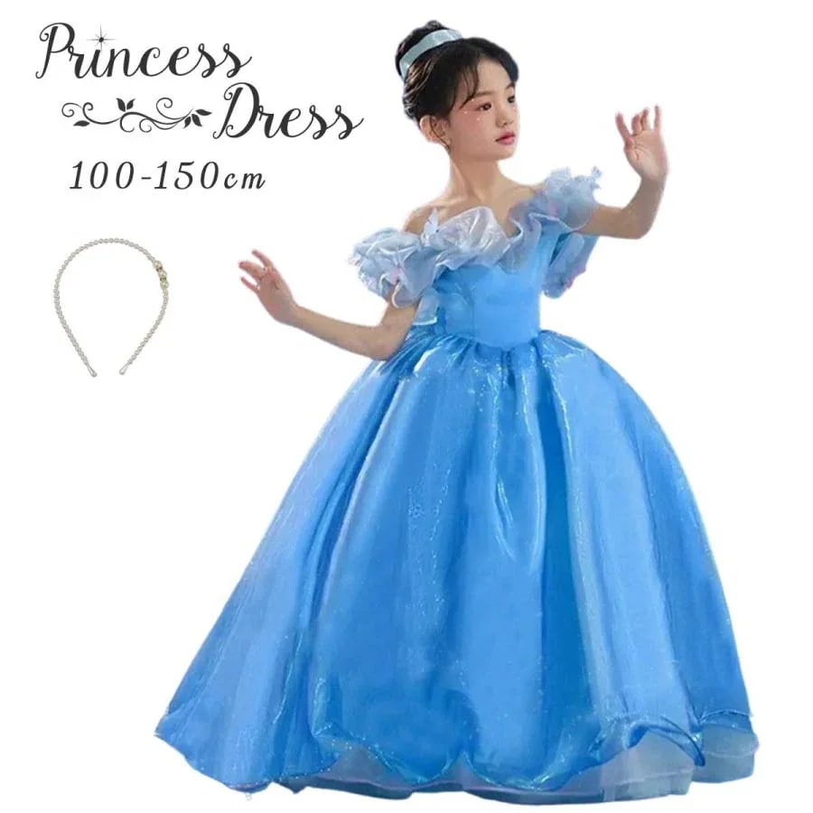 wusuobic[迅速な出荷]シンデレラ ドレス キッズ 子供 衣装 プリンセス ドレス プリンセスドレス コスチューム ハロウィン コスプレ Dハロ クリスマス